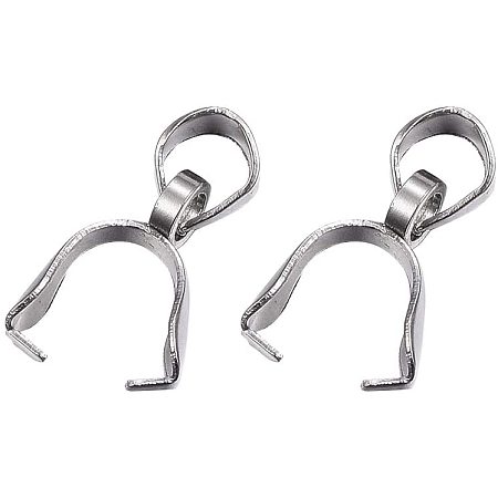 UNICRAFTALE 10pcs 304 Stainless Steel Pendant Pinch Bails Pinch Clip Bail Clasp Dangle Charm Bead Pendant Connector Findings Length 15x8x3mm for Jewelry Pendant Making