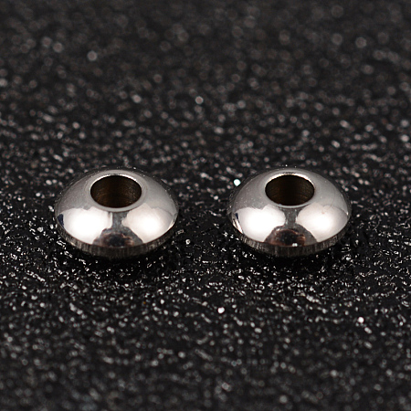 Honeyhandy 304 Stainless Steel Spacer Beads, Rondelle, Stainless Steel Color, 6x3mm, Hole: 2mm