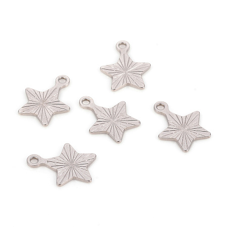 Honeyhandy 201 Stainless Steel Charms, Laser Cut, Star, Stainless Steel Color, 13.5x10.8x0.8mm, Hole: 1.4mm