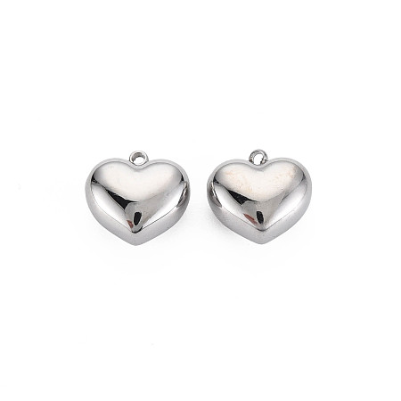 Honeyhandy 304 Stainless Steel Charms, Heart, Stainless Steel Color, 10x10x6mm, Hole: 1.2mm