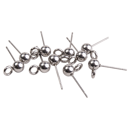 PandaHall Elite 10 Pcs 304 Stainless Steel DIY Craft Earrings Pin Stud Back Post 16x6mm Tiny Head Studs Findings