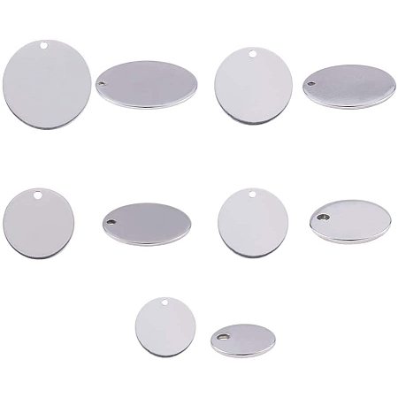 PandaHall Elite 100 pcs 5 Sizes Flat Round 304 Stainless Steel Blank Stamping Tag Pendants Diameter 8 10 15 20 25mm for Earring Bracelet Necklace Pendant Charm Jewelry Making