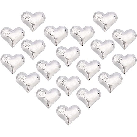 UNICRAFTALE About 20pcs Heart with Clover Hypoallergenic Charms No Hole Stainless Steel Pendants Charms Smooth Metal Pendant for Jewelry Findings Making Stainless Steel Color