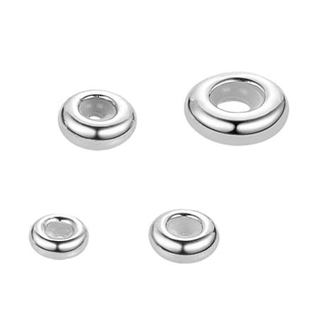 BENECREAT 4 PCS Sterling Silver Beads Round Stoppers with Rubber for Jewelry Making Handmade Bracelets Accessories Crafts Decoration - 4 Different Hole Size