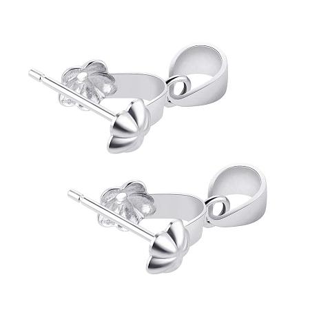 BENECREAT 3 PCS Sterling Silver Bail Pendant Clasps Charms Clasps Connectors for DIY Crafting Jewellery Making(11.5x11x5mm)