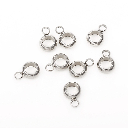 Honeyhandy 304 Stainless Steel Tube Bails, Loop Bails, Ring, Stainless Steel Color, 8.5x6x2.5mm, Hole: 2mm, Inner Diameter: 4mm