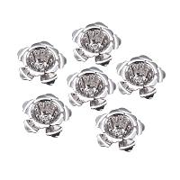ARRICRAFT About 10pcs 5-Petal Brass Bead Caps for Bracelet Necklace Earrings Jewelry Making Crafts, Flower, Real Platinum Plated, 15x6.5mm, Hole: 1mm