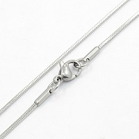 Honeyhandy Women's 304 Stainless Steel Snake Chain Necklaces, with Lobster Claw Clasps, Stainless Steel Color, 17.7 inch(45cm)