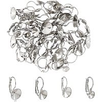 UNICRAFTALE 40pcs 4 Styles Leverback Earring Settings 304 Stainless Steel Earring Trays Flat Round Leverback Earring for Earring Making Stainless Steel Color Pin 0.7 mm