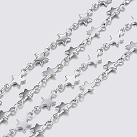 NBEADS 1m/1.09 Yards Silver Color Soldered 304 Stainless Steel Star Link Chains Jewelry Making Chains Necklace Link Cable Chain for DIY Jewelry Making
