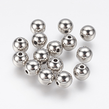 Honeyhandy CCB Plastic Beads, Round, Platinum, 10mm, Hole: 2mm