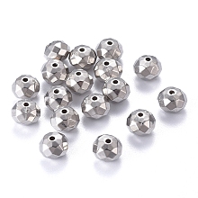 Honeyhandy CCB Plastic Beads, Faceted, Rondelle, Platinum, 8x6.5mm, Hole: 1.4mm