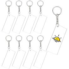 BENECREAT 15PCS Acrylic Keyring Blanks 2.75x1.2" Rectangle Clear Blanks Pendants with 30PCS Jump Rings and 30PCS Iron Keychain Clasp for DIY Projects and Crafts