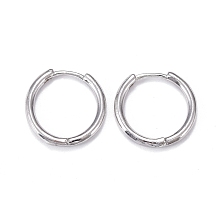 Honeyhandy Brass Huggie Hoop Earrings, Long-Lasting Plated, Ring, Real Platinum Plated, 16.5~17x2mm, Pin: 0.9mm