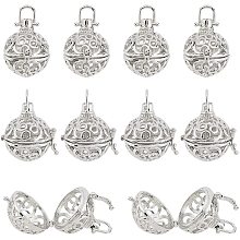 Arricraft 10 Pcs Cage Pendants, 1.14×1×0.9" Brass Locket Charms, Chime Ball Pendants, Locket Pendants for Necklaces Jewelry Making Supplies-Platinum