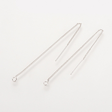 Honeyhandy Brass Stud Earring Findings, Ear Threads, Nickel Free, Real Platinum Plated, 82~85x1mm, Pin: 0.5mm