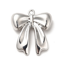 Honeyhandy Rack Plating Alloy Pendants, Cadmium Free & Lead Free, Bowknot Charms, Platinum, 25x22x7mm, Hole: 1.5mm