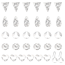 CHGCRAFT 50Pcs 5 Styles 304 Stainless Steel Flat Pendants Round Disc Charms Hearts Triangle Textured Pendants with Loops for Earring Necklace Jewelry Making, Platinum 22mm to 30mm