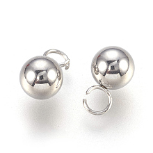 Honeyhandy 304 Stainless Steel Sphere Charms, Round Ball, Stainless Steel Color, 10x6mm, Hole: 3mm