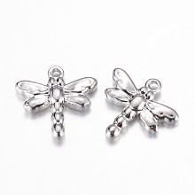 Honeyhandy 201 Stainless Steel Charms, Dragonfly, Stainless Steel Color, 15x16x3.5mm, Hole: 1mm