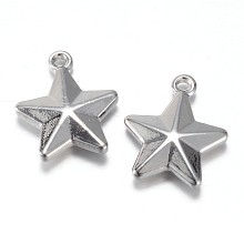 Honeyhandy 201 Stainless Steel Charms, Star, Stainless Steel Color, 15x13x3.5mm, Hole: 1.5mm