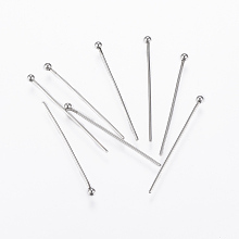 Honeyhandy 304 Stainless Steel Ball Head Pins, Stainless Steel Color, 30x0.8mm, 20 Gauge, Head: 2mm