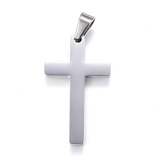 Honeyhandy 304 Stainless Steel Pendants, Cross, Stainless Steel Color, 37.5x21.5x2.5mm, Hole: 9x5mm