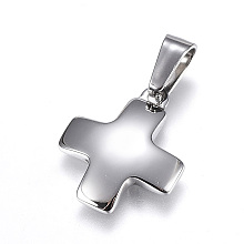 Honeyhandy 304 Stainless Steel Charms, Greek Cross, Stainless Steel Color, 18x15x2.5mm, Hole: 7x3.5mm