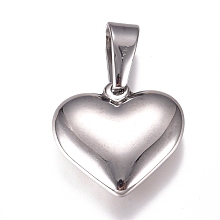 Honeyhandy 304 Stainless Steel Pendants, Heart, Stainless Steel Color, 19.5x20x5.5mm, Hole: 10x4.5mm