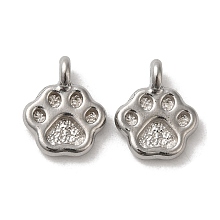 Honeyhandy Non-Tarnish 304 Stainless Steel Charms, Paw Print Charm, Stainless Steel Color, 11.5x9x3.5mm, Hole: 1.6mm