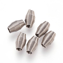 Honeyhandy 304 Stainless Steel Spring Beads, Barrel, Stainless Steel Color, 7.5x4mm, Hole: 1.6mm