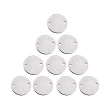 PandaHall Elite 20 pcs 16mm(0.6") 304 Stainless Steel Flat Round Blank Tag Link Connectors for Earring Bracelet Necklace Jewelry Making, Stainless Steel Color