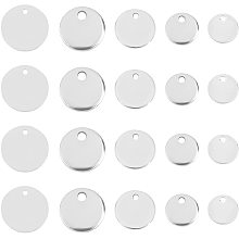 UNICRAFTALE About 100pcs 6/8/10/12/15mm Flat Round Metal Charms Stainless Steel Charm Dog Tag Pendants for DIY Jewelry Making, 3.5mm Hole Stainless Steel Color