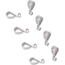 UNICRAFTALE About 100pcs 15mm Teardrop Bail Beads Stainless Steel Hanger Links Ring Hanger Links Pendant Bail Hanger Links for Dangle Jewelry Making, Stainless Steel Color