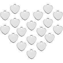 UNICRAFTALE about 100pcs Flat Heart Charm Hypoallergenic Charms Blank Tags Stainless Steel Pendant Metal Pendant for DIY Jewelry Making 9.5mm Stainless Steel Color