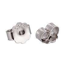 Honeyhandy 925 Sterling Silver Ear Nuts, Carved 925, Platinum, 5x6x3mm, Hole: 0.8mm