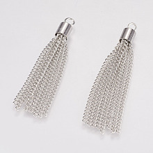 Honeyhandy Iron Chain Tassel Pendants, Platinum, 53.5x6mm, Hole: 3.6mm