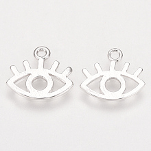 Honeyhandy Brass Charms, Nickel Free, Real Platinum Plated, Eye, 11.5x13x1mm, Hole: 1mm