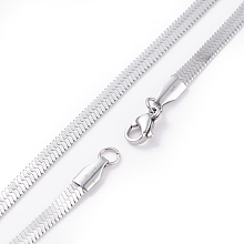 Honeyhandy 304 Stainless Steel Snake Chains Necklaces, with Lobster Clasps, Stainless Steel Color, 17.7 inch(45cm), 4mm