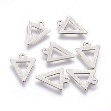 Honeyhandy 304 Stainless Steel Charm, Triangle, Stainless Steel Color, 12x9x0.5mm, Hole: 1mm