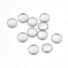 Honeyhandy 304 Stainless Steel Plain Edge Bezel Cups, Cabochon Settings, Flat Round, Stainless Steel Color, Tray: 6mm, 7.7x1mm