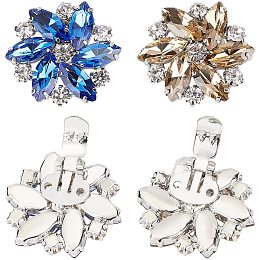 NBEADS 4 Pcs Rhinestone Shoe Clips, 2 Colors Elegant Alloy Flower Crystal Shoe Buckle Clips for Shoe Decoration Buckle Accessories Wedding