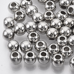 Honeyhandy CCB Plastic European Beads, Large Hole Beads, for DIY Jewelry Making, Round, Platinum, 8x7.5mm, Hole: 4mm, about 2500pcs/500g