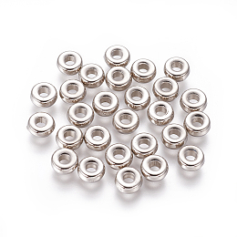 Honeyhandy CCB Plastic Beads, Rondelle, Platinum, 6x2.5mm, Hole: 2mm