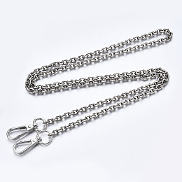 Honeyhandy Bag Chains Straps, Iron Cable Link Chains, with Alloy Spring Gate Ring, for Bag Replacement Accessories, Platinum, 1180x7mm