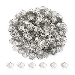 Honeyhandy Iron Bead Caps, Multi-Petal, Platinum, 9mm, Hole: 1.5mm