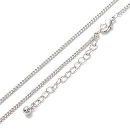 Honeyhandy Brass Curb Chain Necklaces, Long-Lasting Plated, Real Platinum Plated, 16.34 inch(41.5cm)