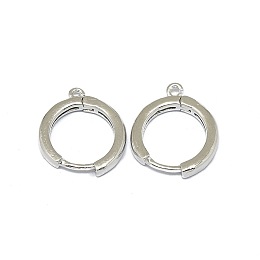 Honeyhandy Brass Huggie Hoop Earring Findings, Long-Lasting Plated, Circle Ring, Platinum, 16.5x13.5x2mm, Hole: 1.2mm, Pin: 0.8mm