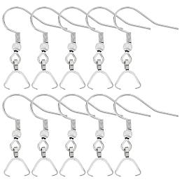 Beebeecraft 50Pcs 304 Stainless Steel Hooks, Ear Wire, with Ice Pick Pinch Bails, Stainless Steel Color, 27x20mm, Pin: 0.7mm