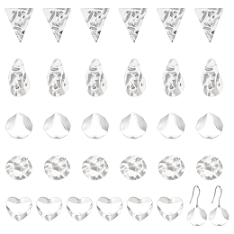 CHGCRAFT 50Pcs 5 Styles 304 Stainless Steel Flat Pendants Round Disc Charms Hearts Triangle Textured Pendants with Loops for Earring Necklace Jewelry Making, Platinum 22mm to 30mm